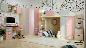Детская комната Грэйси (Розовый/Серый/корпус Клен) в Сосновоборске - sosnovoborsk.katalogmebeli.com | фото