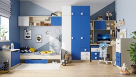 Детская комната Скай (Синий/Белый/корпус Клен) в Сосновоборске - sosnovoborsk.katalogmebeli.com | фото