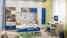Детская комната Скай Люкс (Синий/Белый/корпус Клен) в Сосновоборске - sosnovoborsk.katalogmebeli.com | фото