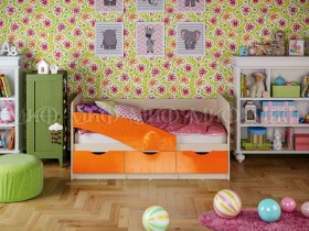 Кровать Бабочки 1,6м (Оранжевый металлик) в Сосновоборске - sosnovoborsk.katalogmebeli.com | фото