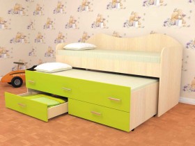 Кровать детская Нимфа двухместная 2.0 Дуб молочный/Лайм в Сосновоборске - sosnovoborsk.katalogmebeli.com | фото