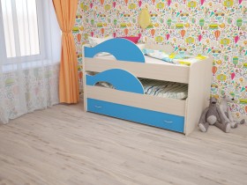 Кровать детская Радуга 1600 Млечный дуб/Голубой в Сосновоборске - sosnovoborsk.katalogmebeli.com | фото