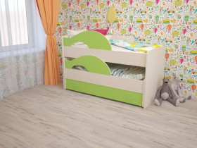 Кровать детская Радуга 1600 Млечный дуб/Салатовый в Сосновоборске - sosnovoborsk.katalogmebeli.com | фото