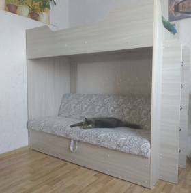 Кровать двухъярусная с диваном (Беленый дуб) в Сосновоборске - sosnovoborsk.katalogmebeli.com | фото