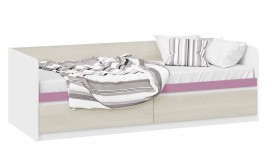 Кровать «Сканди» с 2 ящиками Дуб Гарден/Белый/Лиловый в Сосновоборске - sosnovoborsk.katalogmebeli.com | фото