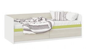 Кровать «Сканди» с 2 ящиками Дуб Гарден/Белый/Зеленый в Сосновоборске - sosnovoborsk.katalogmebeli.com | фото