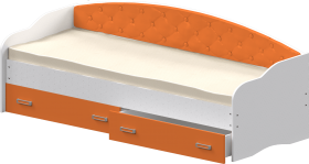 Кровать Софа-7 с мягкой спинкой (800х1900) Белый/Оранжевый в Сосновоборске - sosnovoborsk.katalogmebeli.com | фото