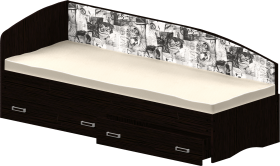 Кровать Софа-9 с мягкой спинкой с рисунком Милана (900х1900) Венге в Сосновоборске - sosnovoborsk.katalogmebeli.com | фото
