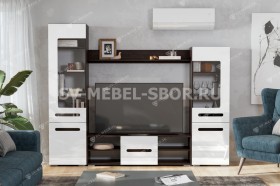 Мебель для гостиной МГС 6 (Исполнение 1/Венге/Белый глянец) в Сосновоборске - sosnovoborsk.katalogmebeli.com | фото 1
